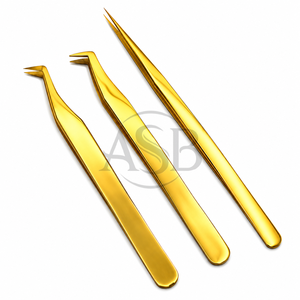Pince à épiler pour extensions de cils en acier inoxydable plaqué or, isolation, logo personnalisé, service OEM, pince à épiler pour extensions de cils - Product Image 6