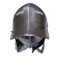 Casco Barbuta Medieval con Acabado Plateado, Acero Suave, Hecho a Mano, Armadura de Caballero, Disfraz Histórico para Fiesta de Cumpleaños, Halloween, Decoración del Hogar