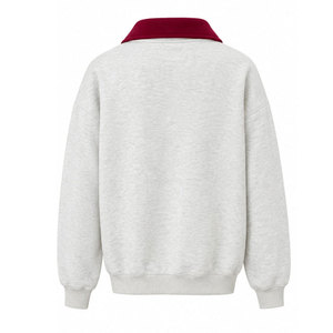Sweat-shirt unisexe à col rabattu brodé à motif vague, style preppy streetwear - Product Image 3