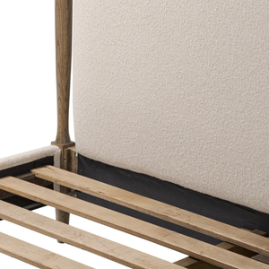 Midcentury Modern Platform <b>Bed</b> Queen Size Upholstered Soft Headboard Solid Wood Frame - Product Image 4