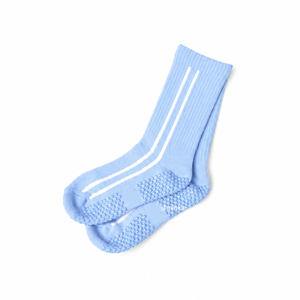 Calcetines Cortos de Algodón para Mujer, Estilo Básico, Color Azul Claro, con Rayas Jacquard, Puntos de Goma Antideslizantes, Transpirables, Ecológicos, para Uso Casual de Otoño - Product Image 1