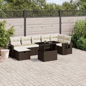Conjunto de Sofá de Jardín de Ratán PE Marrón con Reposabrazos Ajustables Grandes - Product Image 1