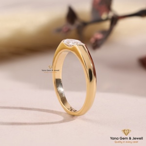 Anillo de Oro Sólido de 14K con Diamante Cultivado en Laboratorio CVD Certificado por IGI, Corte Marquesa, Color D, Claridad VVS2, 1.00 Quilates, Engaste Solitario en Bisel para Mujer - Product Image 3