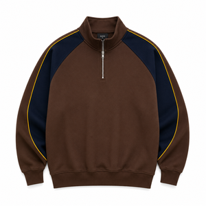 Mens Quarter Zip Pullover Sweatshirt Premium Fleece <b>Mock</b> <b>Neck</b> Casual Half Zip Jumper Custom Heavyweight Streetwear <b>Top</b> - Product Image 3