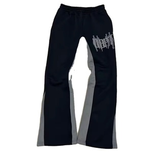 เสื้อฮู้ดดี้ทรงหลวมสไตล์วินเทจ ล้างสีแบบแอซิดวอช ปักโลโก้แบบดิสเทรสตามสั่ง (OEM) พร้อมกางเกงวอร์มทรงขาบาน ชุดแทรคสูทเนื้อหนาสำหรับผู้ชาย - Product Image 5