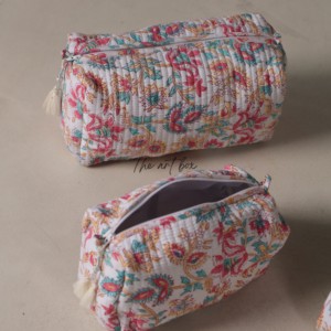 Wholesale Assorted Bags Hand Block Printed Quilted Cotton Cosmetic Bags (Set of 3) - Product Image 5