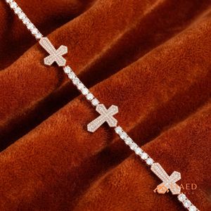 Rose Gold Moissanite <b>Cross</b> Tennis <b>Bracelet</b> Luxury Fine Chain Link <b>Bracelet</b> Iced Out Fashion Jewelry For Women - Product Image 5