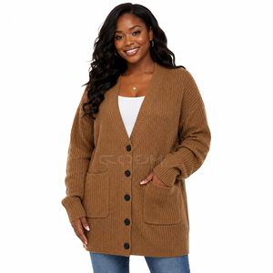 Cosh International Sorority Acrylic Style - Cárdigan largo de felpa para mujer, estilo suéter de punto con cuello en V, talla grande - Product Image 4