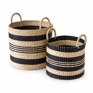 Cesta tejida de algas marinas con tapa de fábrica directa, ideal para macetas, almacenamiento y cesto de lavandería para su hogar - Product Image 1