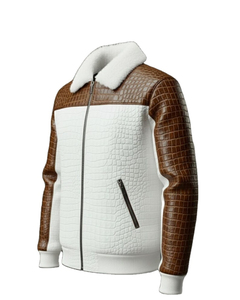Blousons en cuir premium pour hommes, en cuir véritable embossé crocodile, style tendance, veste d'hiver, design personnalisé, fabrication OEM - Product Image 2