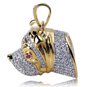 Gold Plated <b>Dog</b> Face Pendant Necklace Micro Pave Zircon Pet <b>Charm</b> Hip Hop Jewelry Gift - Product Image 2