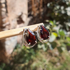 925 Sterling Silver Drop Stud <b>Earrings</b> with <b>Garnet</b> Diamond January Birthstone Natural Gemstone Women's Wholesale Bulk Jewelry - Product Image 6