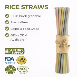 Paille à boire écologique, organique, naturelle, comestible, 100% biodégradable, en roseau de riz - Product Image 1