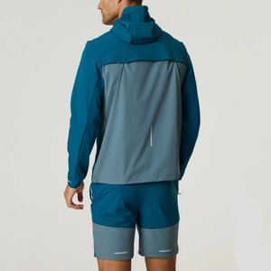 Wholesale Unisex Midweight Hooded Casual Solid Color Tracksuit Set Windbreaker Jacket <b>Zip</b> <b>Pocket</b> <b>Shorts</b> for Outdoor Training - Product Image 2