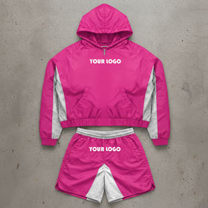 <b>Men</b>’s Color Block Windbreaker Tracksuit Set <b>White</b> Pink Panelled <b>Jacket</b> and Shorts Y2K Streetwear Sportswear Outfit - Product Image 1