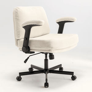 Comfortable Cross-legged Office Chair with Thick Cushion and Wide Seat Adjustable Swivel Desk Flip Arms and Wheels - Product Image 2