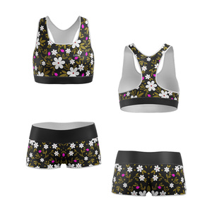 Conjunto de Yoga Ligero de 2 Piezas con Cintura Media, Top Corto con Cuello Redondo y Pantalones Cortos con Cintura Elástica, Elástico en 4 Direcciones y Transpirable - Product Image 6