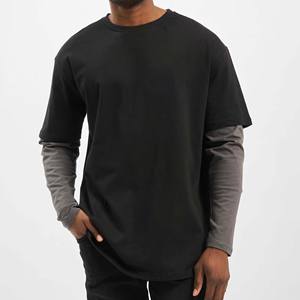 Camisetas de manga larga para hombre, estilo boxy, con efecto desgastado y lavado ácido, 100% algodón, cuello simulado, manga completa. - Product Image 4