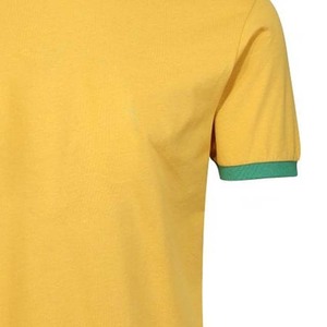 T-shirts pour hommes de couleur jaune avec bordure verte, manches courtes, vente en gros, best-seller - Product Image 5