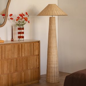 Mushroom shape rattan floor lamp decorative reading lamps cheapest price woven <b>standing</b> light - Product Image 6
