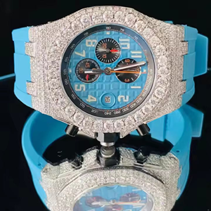 Reloj de pulsera de lujo con bisel plateado para hombre o mujer, reloj de pulsera con diamantes de moissanita VVS premium al mejor precio de fábrica. - Product Image 1