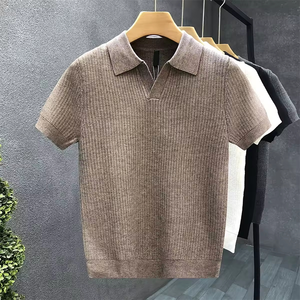 Custom Men's Summer Short Sleeve Knit <b>T</b> <b>Shirt</b> With Scissors <b>Collar</b> Cool Anti-wrinkle Anti-pilling <b>T</b>-<b>shirt</b> - Product Image 3