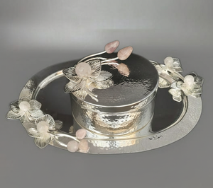 Luxury Oval Contemporary Metal <b>Vanity</b> Tray for Dining <b>Table</b> Perfume & Jewelry Storage Multi-Piece Serving Tray Set - Product Image 1