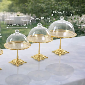 Support à gâteau avec dôme en verre, support à gâteau avec couvercle, présentoir à desserts, support à gâteau de mariage, support à gâteau vintage, support à gâteau en métal, support à cupcakes - Product Image 3