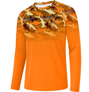Rashguard à manches longues pour homme, camouflage orange, séchage rapide, imprimé par transfert thermique, UPF50+, écologique, antibactérien - Product Image 1