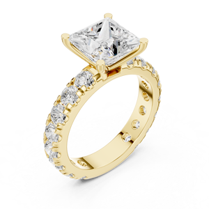 Anillo de compromiso y aniversario Aries Jewel Classic Pave Band con diamante de laboratorio de corte princesa de 3 CT E VS en oro macizo de 14K - Product Image 2