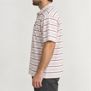 Trackstar <b>Men's</b> White <b>Burgundy</b> Fine Horizontal Stripe <b>Polo</b> <b>Shirt</b> Short Sleeve Button Collar Golf <b>Shirt</b> Custom Logo - Product Image 4