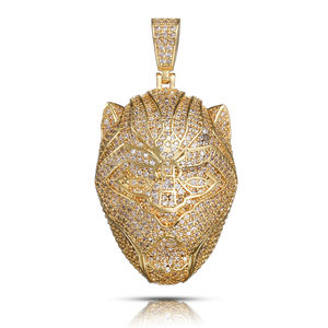 Pendentif Tête de Panthère en Argent 925 Plaqué Or 18K et Rhodium, Cristaux Taillés Brillants, Bijou Unisexe de Luxe à Thème Animal - Product Image 1