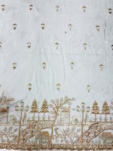 <b>Top</b> Selling Natural Crepe Silk Fabric Heavy Beads <b>Sequins</b> Hand Embroidery for Bridal and <b>Party</b> Wear Available at Factory Price - Product Image 1