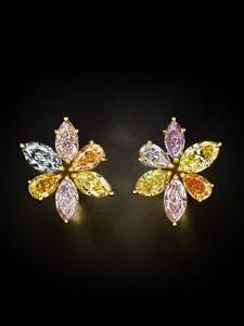 Boucles d'oreilles pendantes en moissanite taille marquise plaquées or S925, motif floral, bijoux de luxe pour femme, cadeau de fête - Product Image 2
