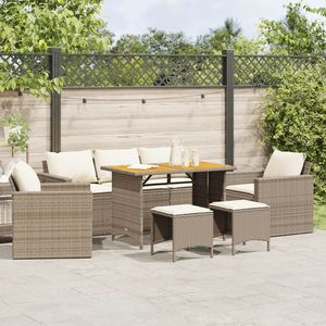 Conjunto de Sofás Modulares Grandes de Ratán Sintético PE Beige para Jardín, Muebles de Jardín Modulares Cómodos - Product Image 1