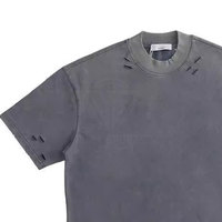 Créez votre propre logo imprimé sur des t-shirts pour hommes effet usé, 100% coton, coupe ample, style décontracté, dernier design de t-shirt usé pour hommes