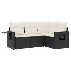Ensemble de canapés de jardin en rotin PE noir et blanc crème, 4 pièces - Product Image 2