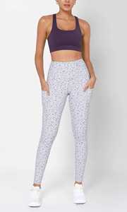 High Waist Full Length Yoga <b>Leggings</b> <b>With</b> <b>Pockets</b> Dot Print Spandex Polyester Pants - Product Image 3