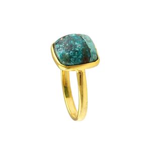 Bague pour femmes classique en cuivre chrysocolle taille coussin naturel classique 12mm en argent sterling éternité vermeil pour les fêtes - Product Image 3