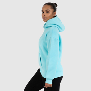 Women's Plus Size <b>Long</b> Fleece Fabric Light Blue Custom Print Embroidery Eco-Friendly Hooded Oversized Winter <b>Sweatshirts</b> Hoodies - Product Image 3