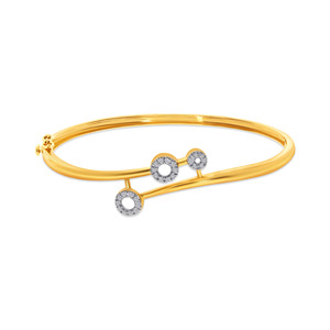 18K Yellow Gold Diamond Triple Circle Modern <b>Bangle</b> <b>Bracelet</b> for Women - Product Image 2