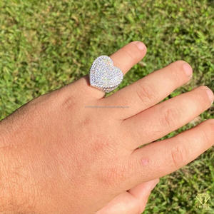 Lab Grown Diamond Heart Statement <b>Ring</b> for Women White <b>Gold</b> Iced Out Luxury Hip Hop Heart <b>Cocktail</b> <b>Ring</b> Anniversary Gift - Product Image 1