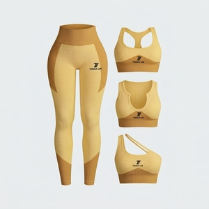 Ensembles de yoga légers pour femmes avec logo personnalisé de haute qualité, leggings taille haute, soutien-gorge de sport dos nageur, sans couture, nouvelle collection - Product Image 5