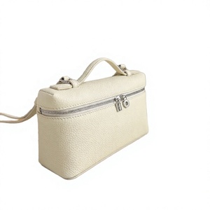 Bolso para teléfono de cuero color crema con cremallera y asa, diseño cruzado pequeño - Product Image 2