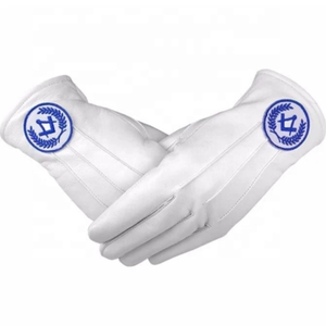 Guantes Masónicos de Cuero Blanco, Largos hasta la Muñeca, con Logotipo Bordado, Estilo Sencillo, Duraderos, Compatibles con Pantallas Táctiles, Ecológicos, para Uso Diario y Negocios - Product Image 2