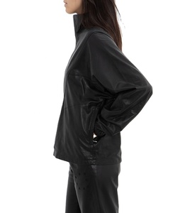 Chaqueta Cortavientos de Cuero Genuino Negra Unisex de Alta Calidad OEM, Estilo Motociclista, Chaqueta de Cuero a Prueba de Viento para Invierno - Product Image 4