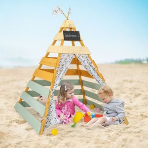 Cabane de jeu triangulaire intérieure et extérieure avec tableau noir amovible pour enfants - Product Image 2