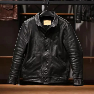 HARAZ INTERNATIONAL Blouson de moto en cuir véritable style vintage, qualité supérieure en cuir de mouton, col rabattable, fermeture éclair pour homme - Product Image 3