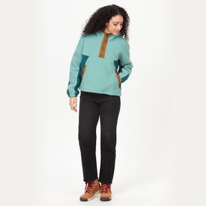 Sudadera con capucha de forro polar Sherpa para mujer al por mayor, con media cremallera, bloques de color, informal, cálida para invierno, con bolsillos, ropa personalizada al por mayor - Product Image 5