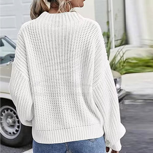 Pull en tricot décontracté pour femme, style classique, hiver, 100% coton/laine, respirant, confortable, tenue élégante - Product Image 5